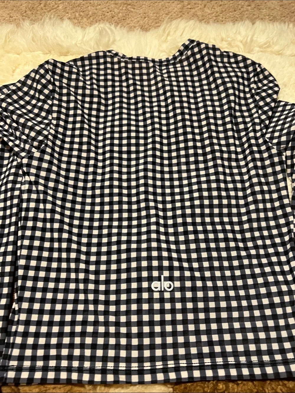 NWOT ALO MESH GINGHAM CROPPED LONG SLEEVE & MESH GINGHAM SKIRT (SET)